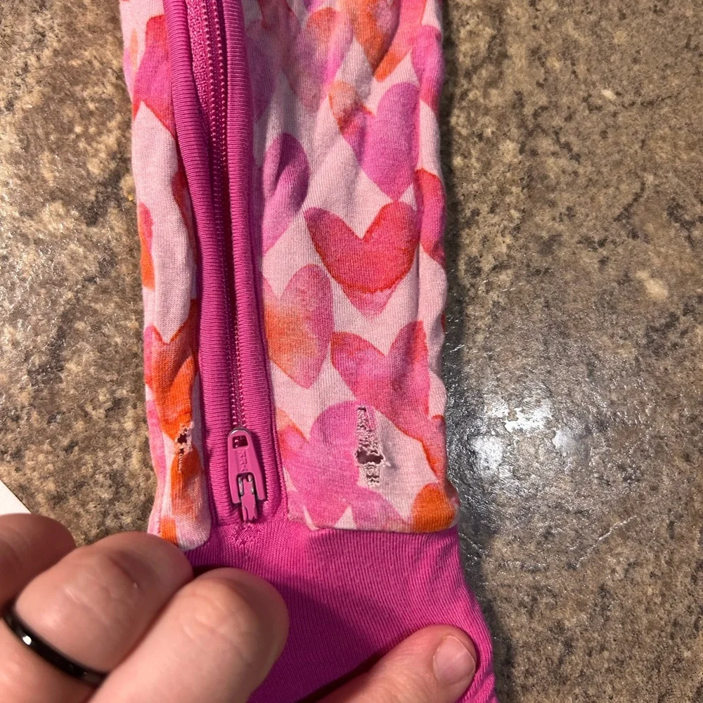 Little Sleepies Pink Watercolor Hearts Zippy Size 6-12 months